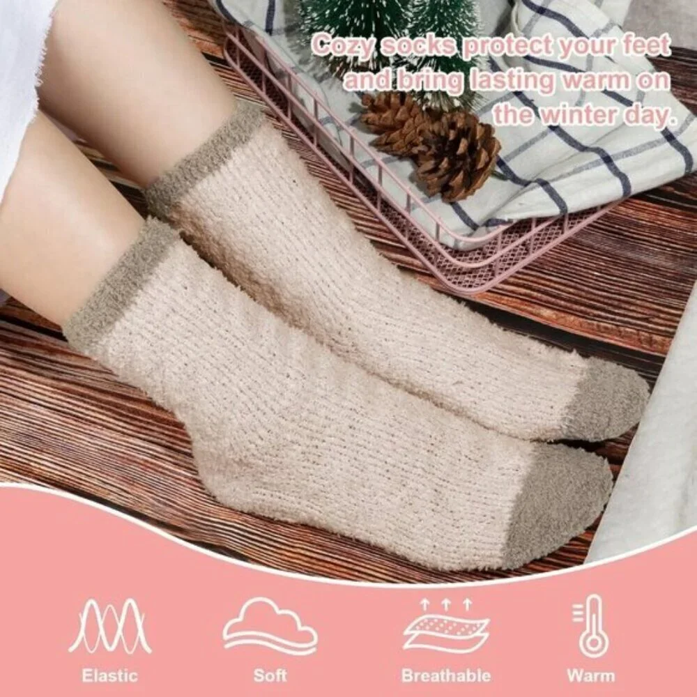 7-Pair Women’s Fuzzy Socks Cozy Fluffy Warm Christmas Gift Set